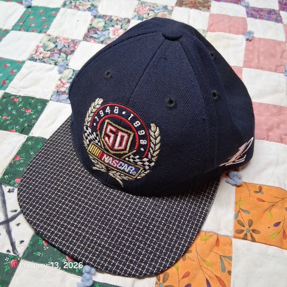 Vintage Nascar 50th Anniversary Navy Blue‎ Cap Hat Logo Athletics 1998